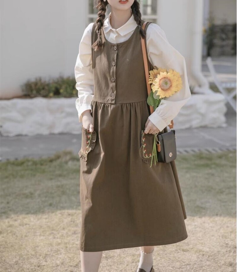brown ecoliere dress Brown Ecoliere Dress main image 1