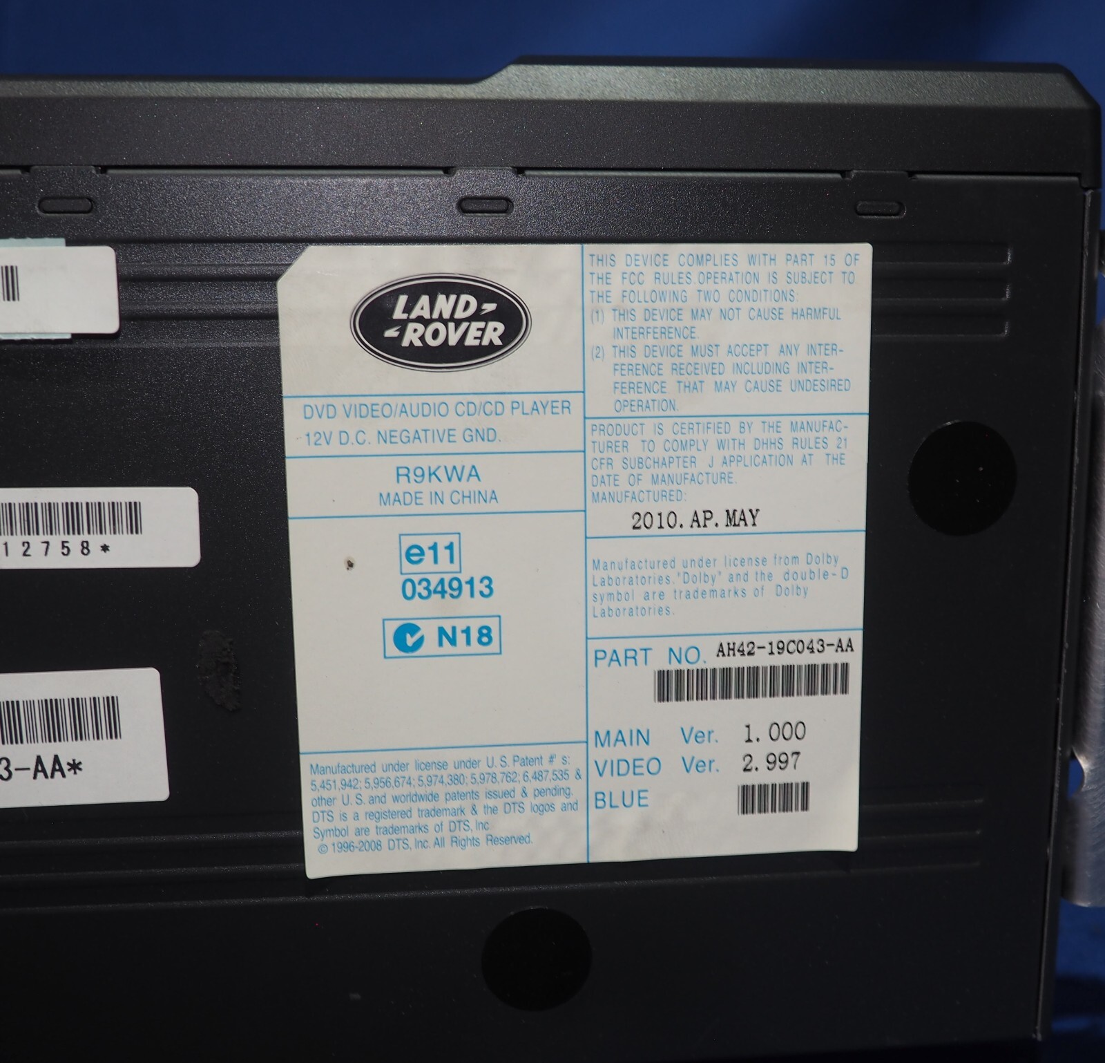 2010-2020 Aston Martin Rapide 6 Disc DVD CD Player Reciever OEM W/Warranty