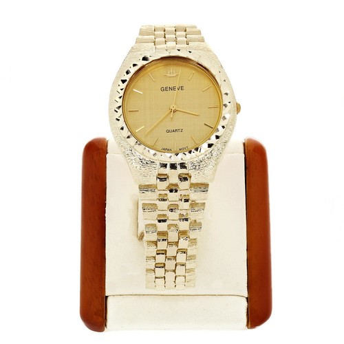10k Yellow Gold Watch Link Band Bracelet with Geneve Watch 7.5\