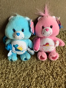 pink and blue care bear