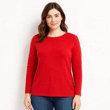 J Jill Womens Sweater Solid Red Snap Side Long Sleeve Knit Pullover Size L