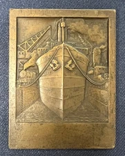 Vintage French Bronze Maritime Industrial Plaque by A. Renard