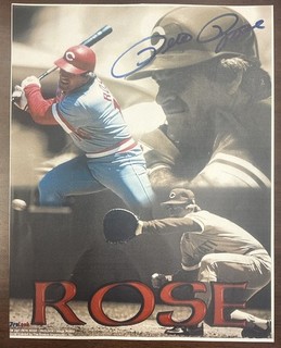 Pete Rose AUTOGRAPHED 8X10 Paper / EXTRA INNINGS COA
