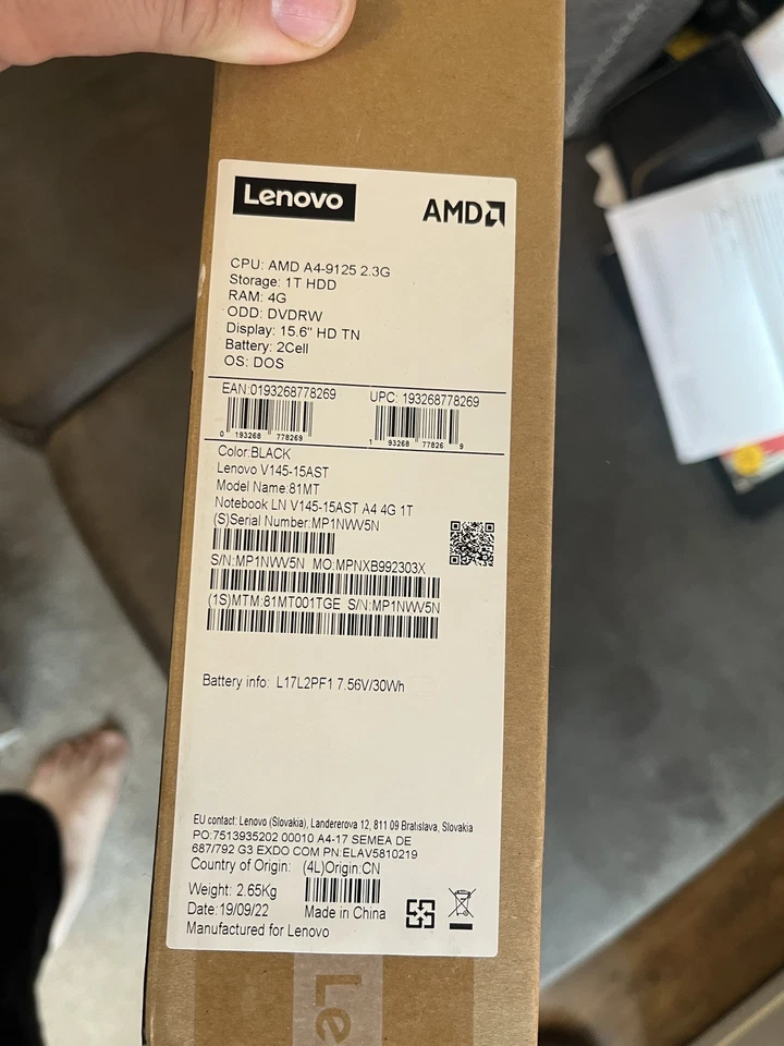 Lenovo V145-15AST /AMD A4-9125 /952 GB Festplatte/4Gb Ram/15.6" Win 11 Pro - Bild 3 von 4