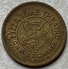 Chuck E Cheese Pizza Time Theatre Rat Face 1982 Arcade Token T8783