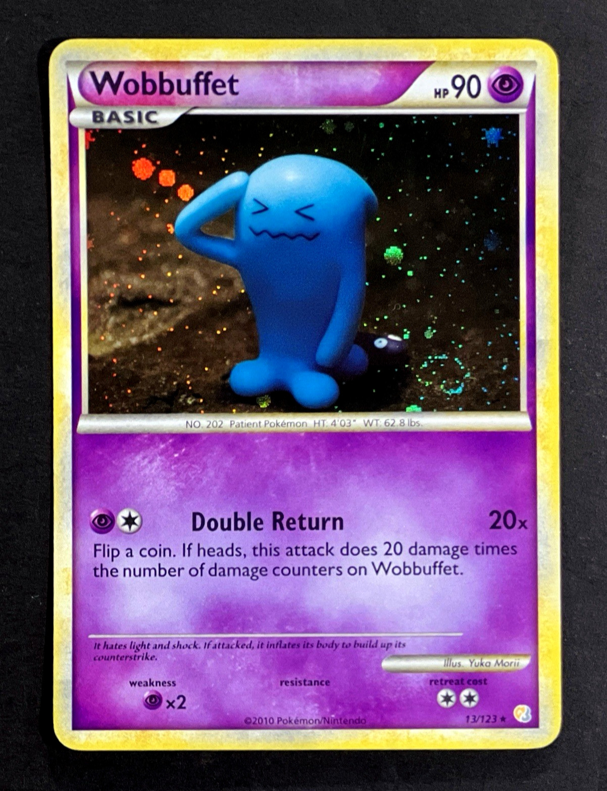 2010 Pokemon WOBBUFFET HeartGold SoulSilver HOLO RARE Card 13/123 PERFECT SWIRL