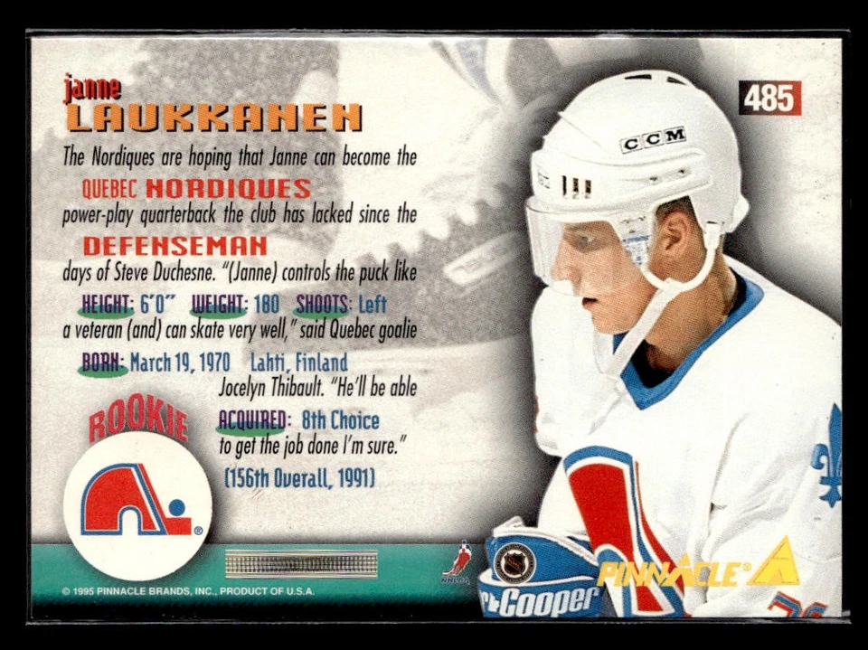 1994-95 Pinnacle Janne Laukkanen #485 - Image 2 of 2
