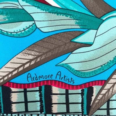 Hermes Scarf Stole La Marche du Zambeze Blue Ardmore Artists Silk