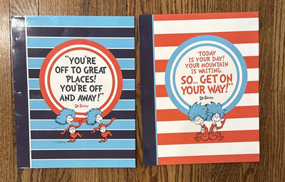 Dr. Seuss 2 Pocket 3 Hole Punch School Folders New 2