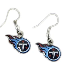 Tennessee Titans NFL Team Colors/Silver J Hook Logo Dangle Earrings