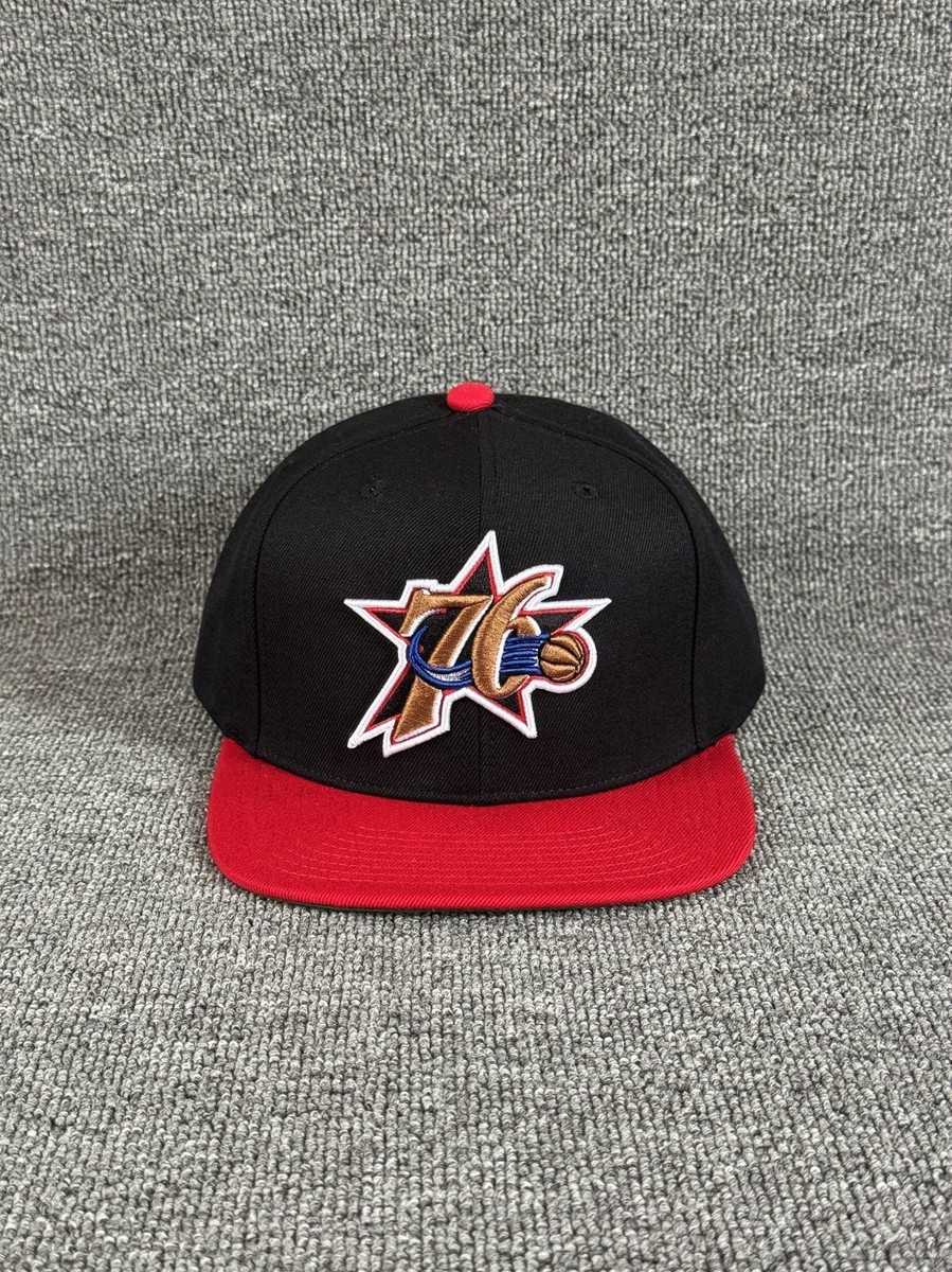 Mitchell & Ness Philadelphia 76ers NBA Snapback Hat Black Red Old Logo