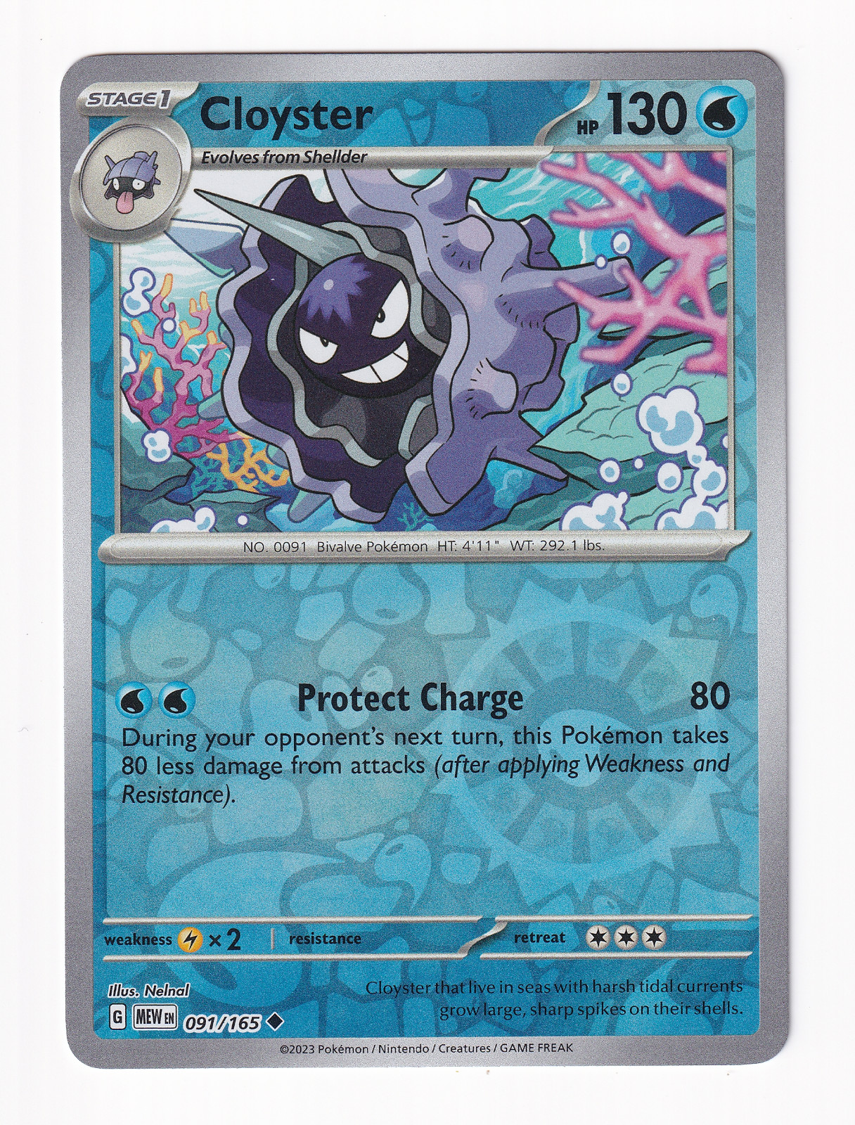 Cloyster 091/165 Scarlet & Violet 151 Reverse Holo Pokemon Card Near Mint NM