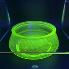 VINTAGE DEPRESSION URANIUM GLASS POWDER BOWL