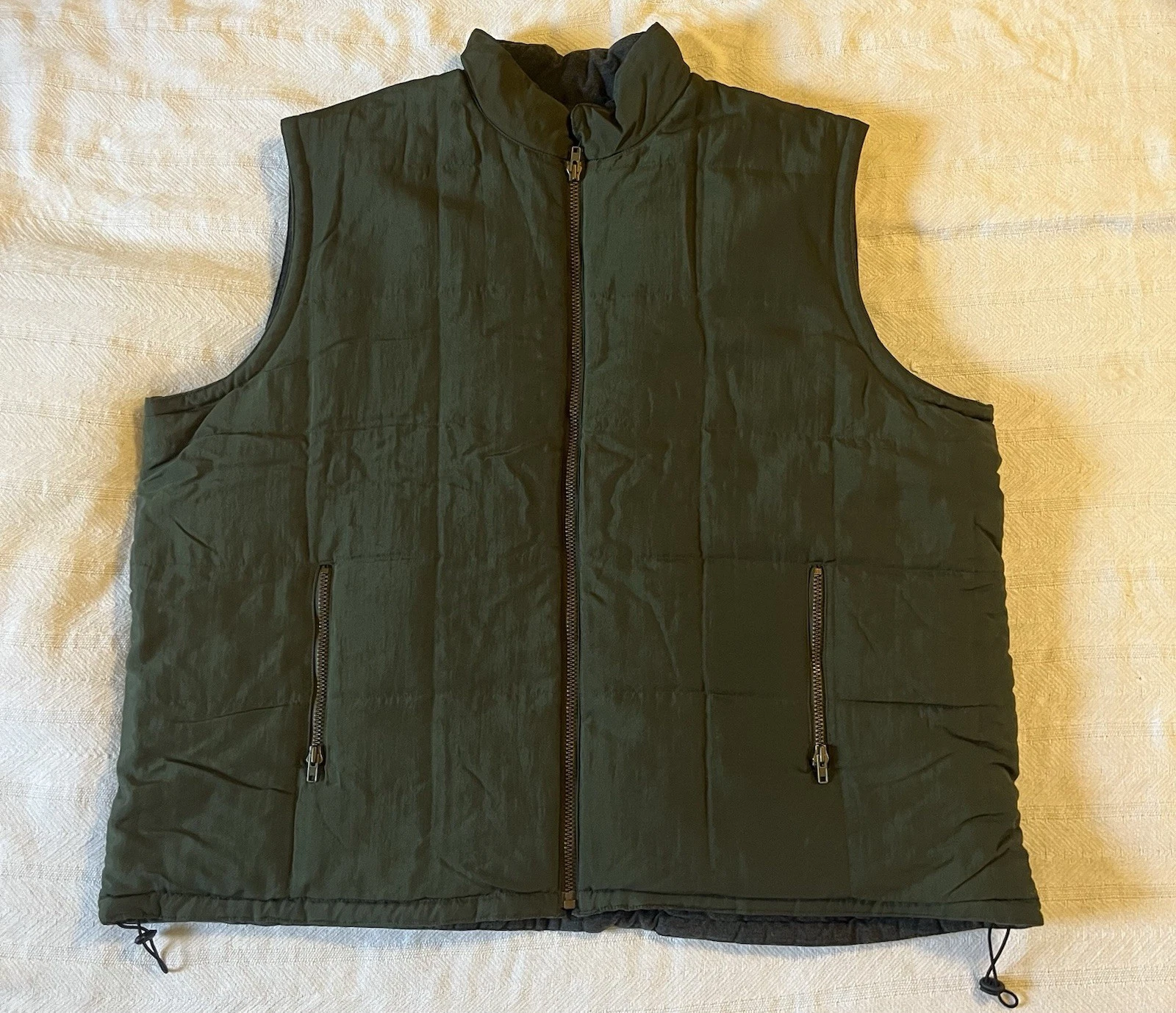Men’s 6XL BIG Nylon Vest Full Zip Fleece Lined With Pockets Green REPP LTD.