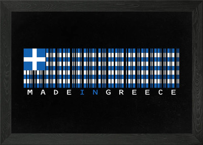 Made in Greece Barcode Flagge gerahmt Wandbild Poster Leinwanddruck Bild