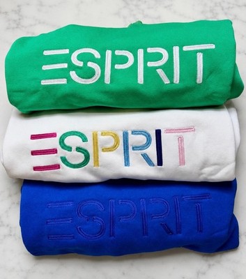  NWT SHIP SAME DAY  Viral Esprit Women's Logo Embroidered Fleece Crewneck