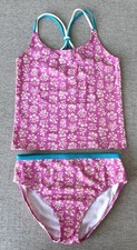 Mini Boden Girl Swim Suit Two Pieces Tankini Pink Floral - Sz 13-14Y