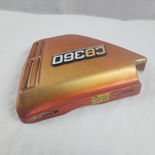 OEM Honda CB360 Right Side Cover & Emblem Candy Orange 1974 - Picture 6 of 9