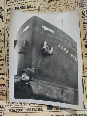 Vintage B&W Historical Photo SS Pere Marquette With Young Boy