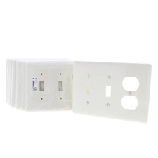 Hubbell NPJ28LA Lt Almond 3-Gang Outlet Toggle Switch Mid-Size Nylon Cover 10pcs