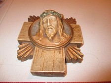 "Antiguo/Vintage Colgador de Pared Jesucristo, Escultura Corona de Espinas 6.25"" de Alto"