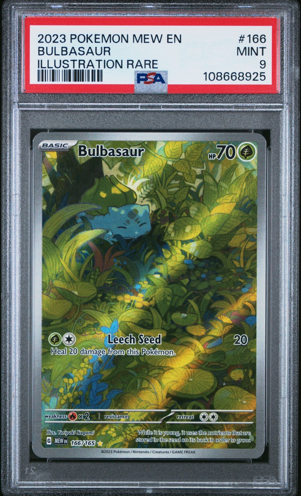 Pokemon TCG Bulbasaur 166/165 Scarlet & Violet 151 Illustration Rare PSA 9