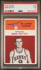 1961 Fleer #34 Bob Pettit PSA 5 EX Nice Color + Sharp New Label