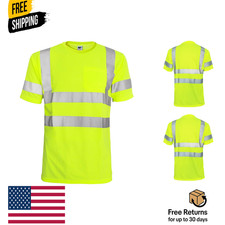 Hi Vis T Shirt ANSI Class 3 Reflective Safety Lime Orange Short Long Sleeve