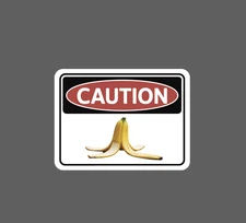 Caution Banana Sticker Waterproof Decal Slippery Funny Humor Fruit Gift NEW