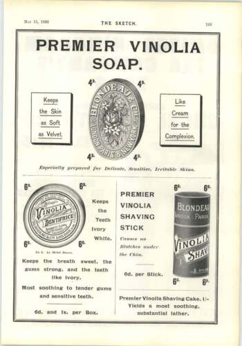 1895 Premier Vinolia Soap Shaving Stick United Kingdom Tea Company - Afbeelding 1 van 1
