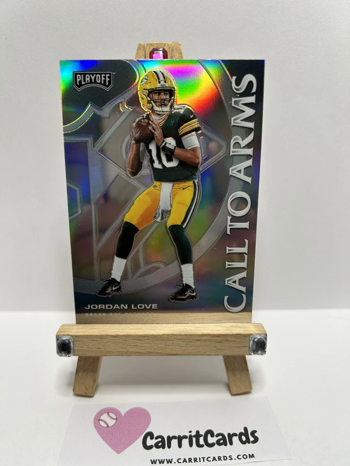 JORDAN LOVE 2020 Panini Playoff Call To Arms Rookie RC SILVER PRIZM Green Bay - Image 3 of 4