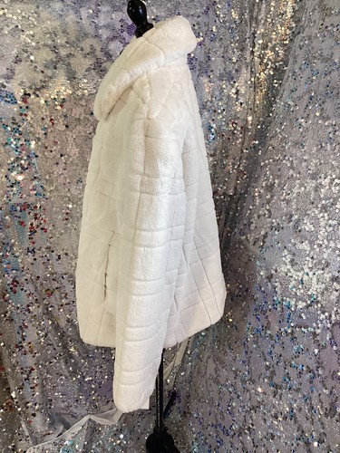 Kate Spade Faux Fur Cream Knit Coat AUTHENTIC NWT Sz Large - Bild 2 von 8