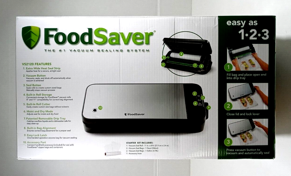 FoodSaver Vacuum Sealer System Moist & Dry Mode Built In Roll Storage