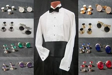 Formal Studs and Cufflinks Tuxedo Shirt Stud Cufflinx Prom Tux Cuff Link Set 