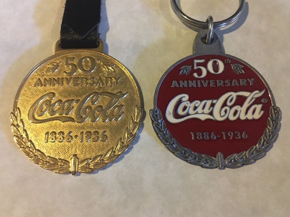 Lot of 2 Coca Cola 1886-1936 50th Anniv Bronze (or Brass?) Round