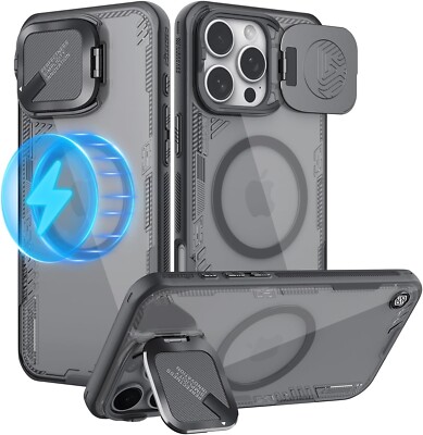 iPhone 16 Pro Max 6,9'' Hülle, Aluminium Spiegelkappe mit Standfunktion, Ultradünn