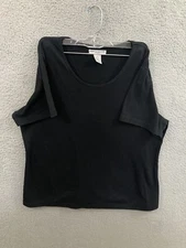 Rebecca Malone Shirt Top Womens 2X Black Short Sleeve Round Neck Stretch Casual