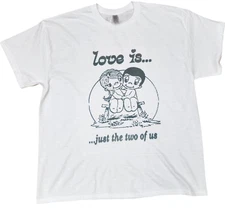 1972 Kim Casali LOVE IS Men White T-shirt. . . Night Light Comic L.A. Soft Style