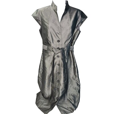 knee length dresses for ladies CALVIN KLEIN Womens White Linen Blend Button Front Midi Shirt Dress Size 4