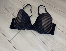 Maidenform 09415 One Fabulous Fit Demi Striped Butterfly Lace Bra UW 36D Black