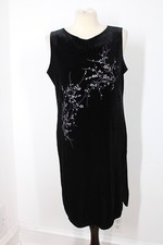 Vtg Y2K Impressions M Black Velvet Floral Pattern Tank Dress