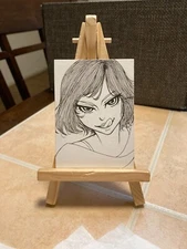 ACEO Original Mixed Media Painting Art Card ATC Pinup girl #725