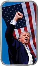 Trump "Fight" 1 Oz .999 Silver Bar in COLOR 108.00 per troy oz