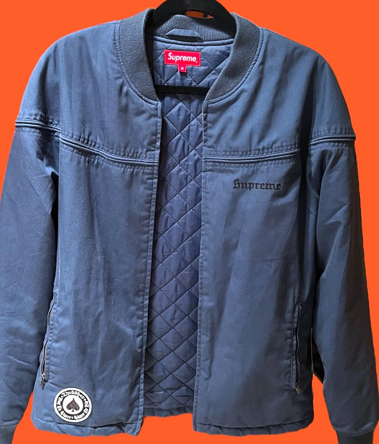 Veste de bombardier bleu Supreme x Thrasher Skate and Destroy pour homme taille moyenne