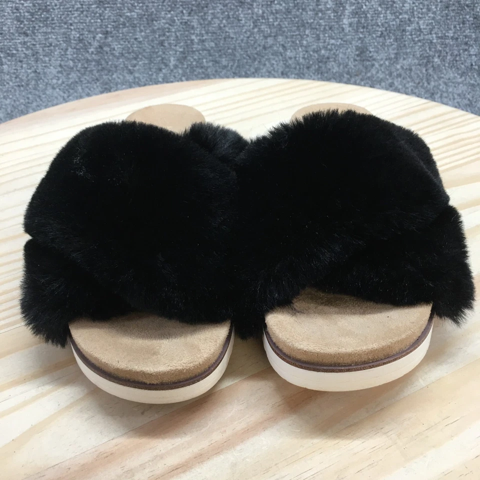 Sandalias Kensie para mujer 7 M Daine sin cordones negras piel sintética cómodas punta abierta Foto 4 de 4