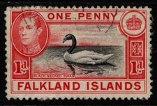 Falkland Islands 1938 1950 King George VI 1d Swan SG147 Used