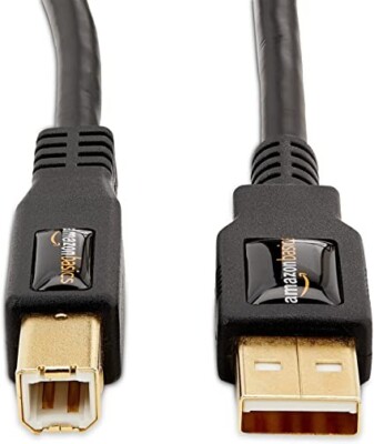Amazon Basics USB 2.0 Printer Cable - A-Male to B-Male Cord - 10 Feet (3 Meters)