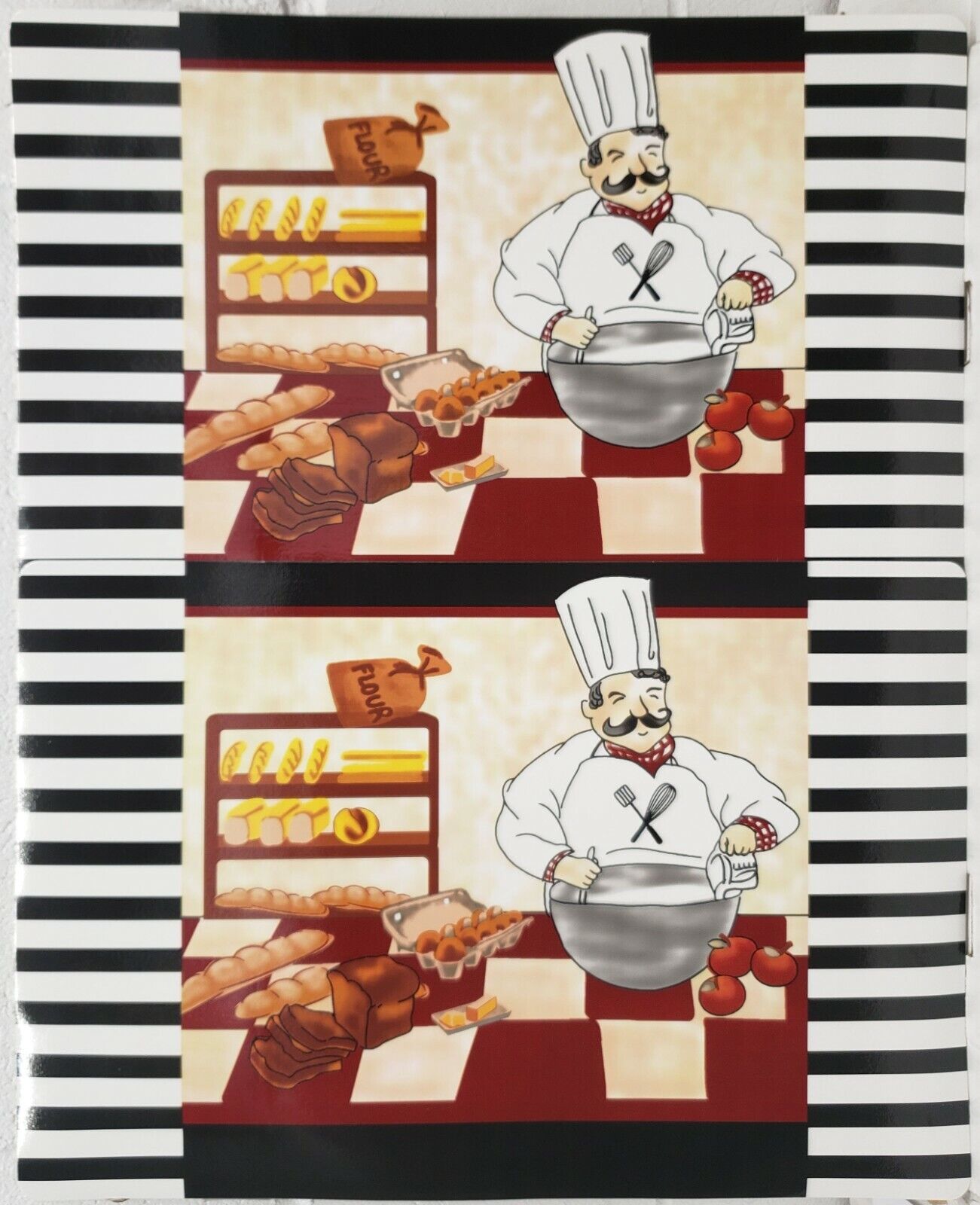 Set of 2 Same Vinyl Non Clear Placemats, FAT CHEF BAKING, GR