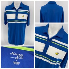 Masters Tournament Golf Polo Shirt L Men Blue Green White Polyester YGI T4-44