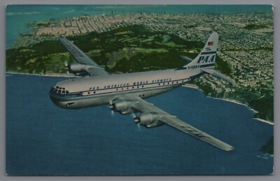 Airplane Double Decked Strato Clippers Pan American Pan Am Airlines postcard A4